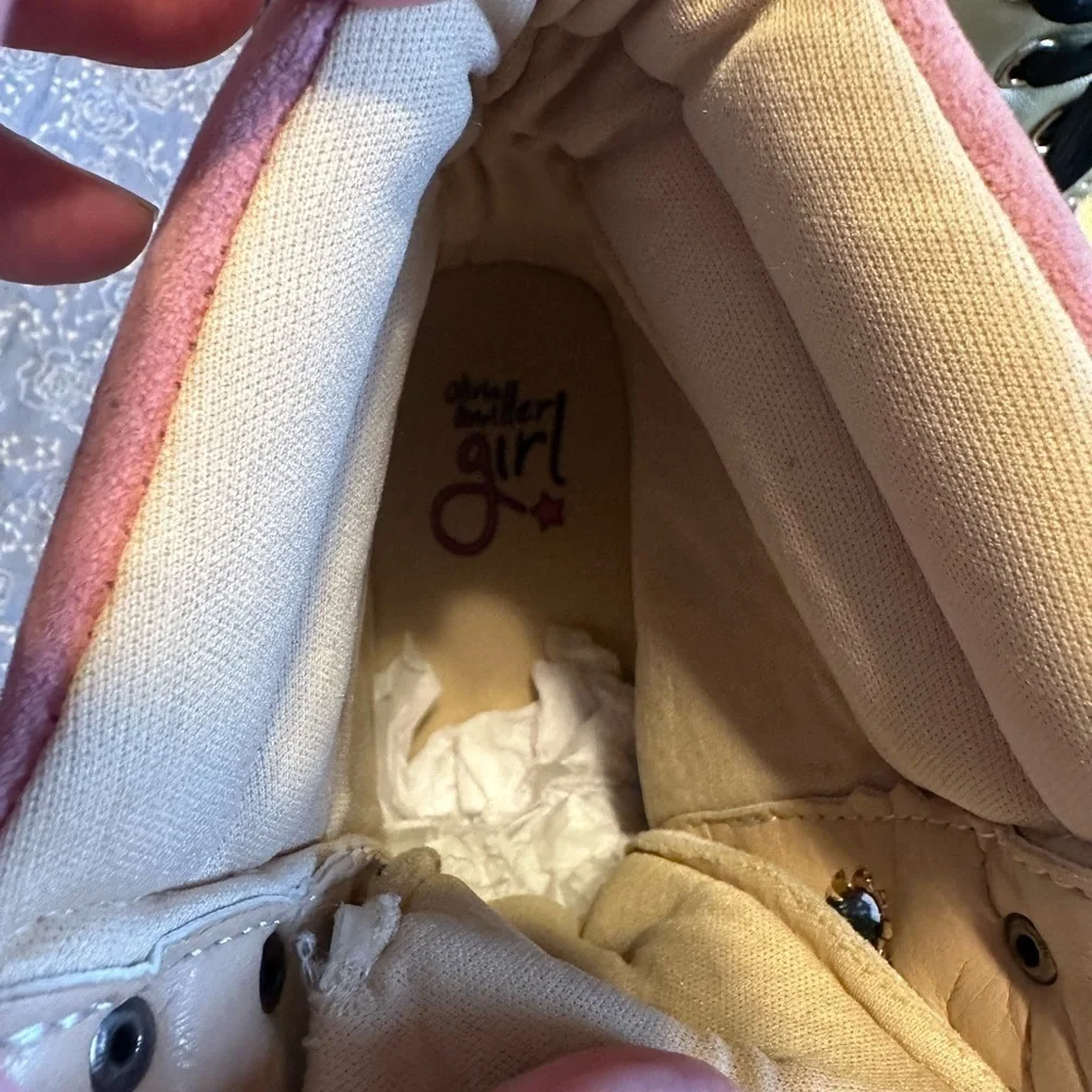Olivia Miller Girl Gold and Pink Like New Lace Up Boots Size 5
